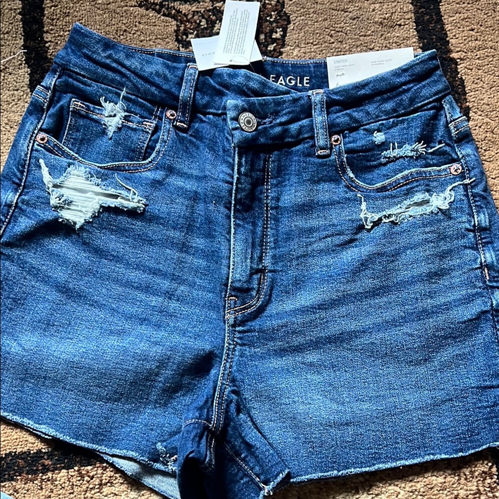 American Eagle  Distressed Blue Denim Shorts